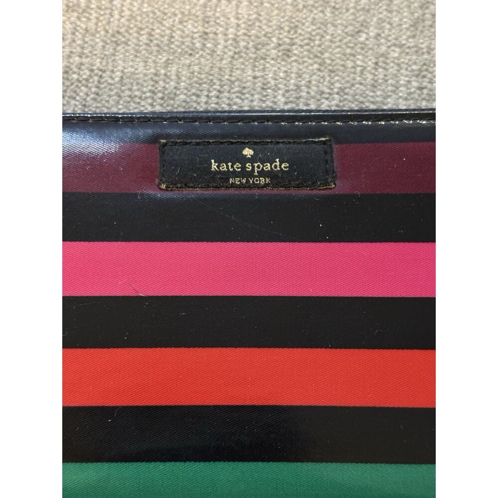Kate Spade Full Zip Vinyl Neda Daycation Wallet Multi-Party Colored Stripes - Picture 2 of 6
